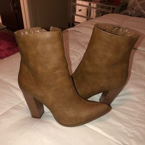 Brown “leather” ankle booties